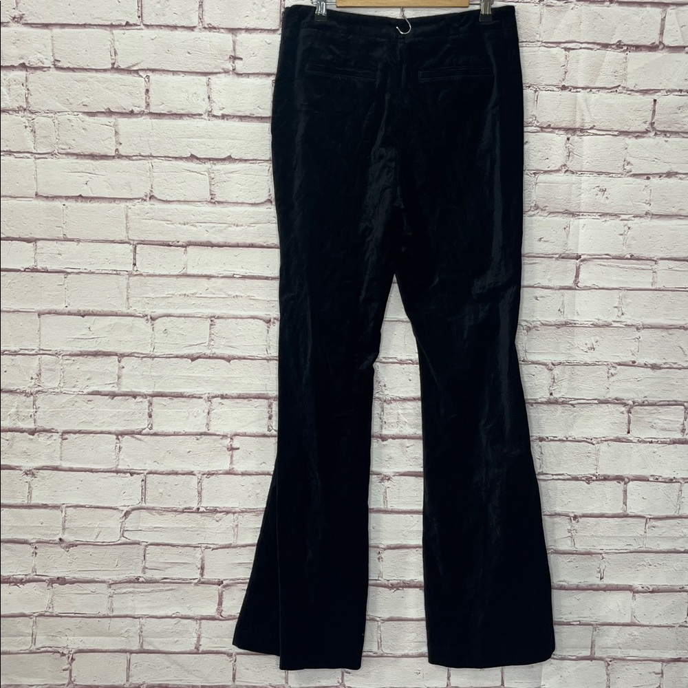 Anthropologie Black Velvet Flare High Waist Trousers Like New Size 10 Tall - Picture 7 of 11